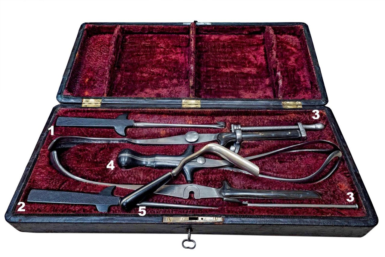 Case with gynecological-obstetric instruments